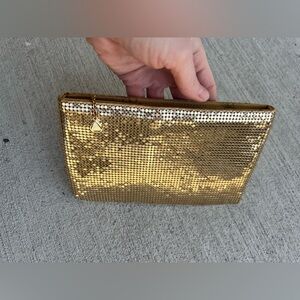Vintage Whiting & Davis Gold Mesh Cosmetic Bag / Clutch | Made in USA